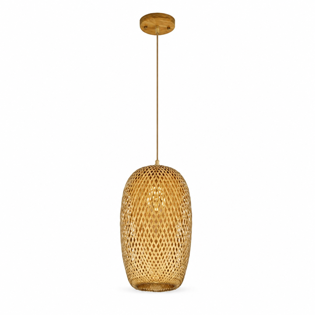 Lustre en rotin ovale