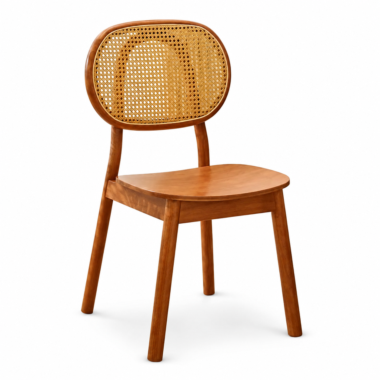 Chaise en rotin et bois marron, style moderne