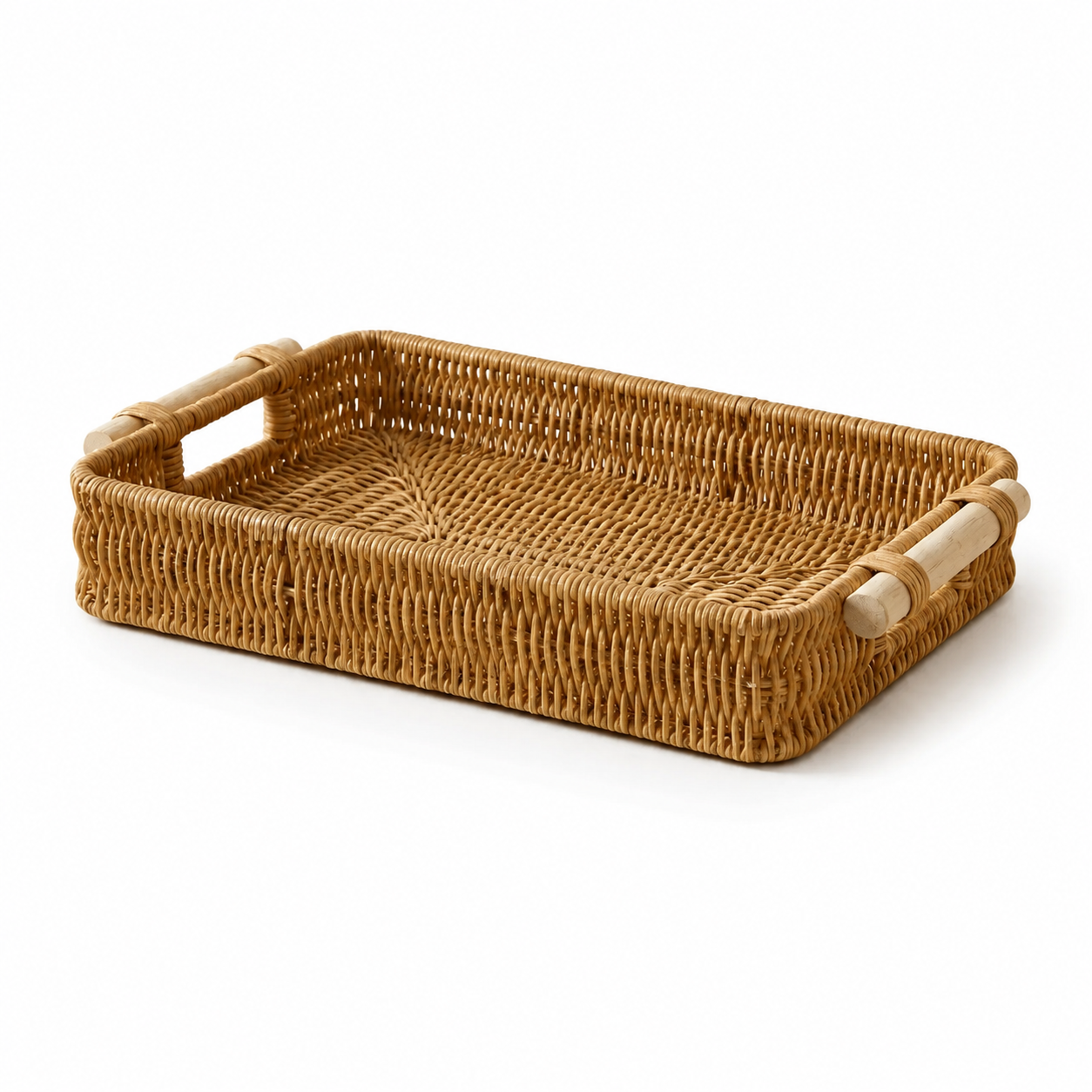 Plateau rectangulaire profond en rotin
