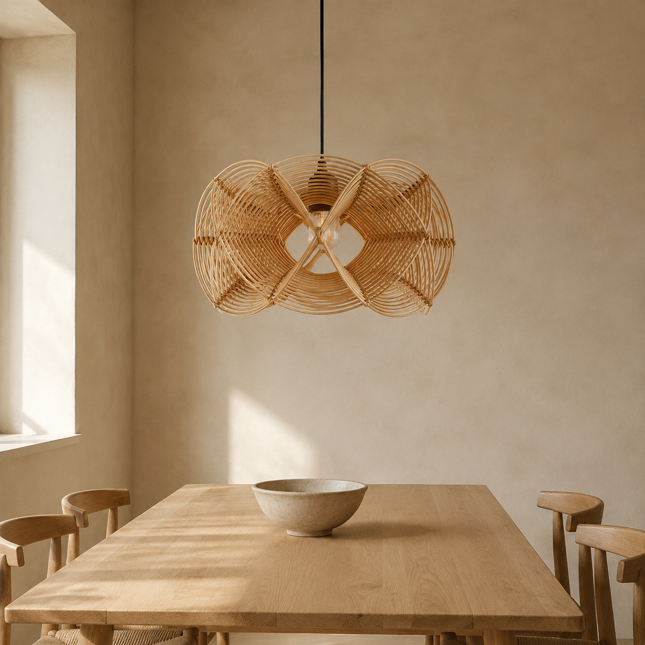 Suspension en rotin tendance