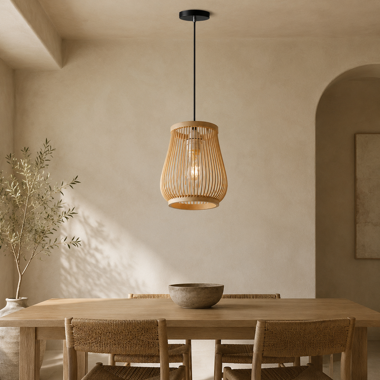 Suspension effet osier, style chinois fait main