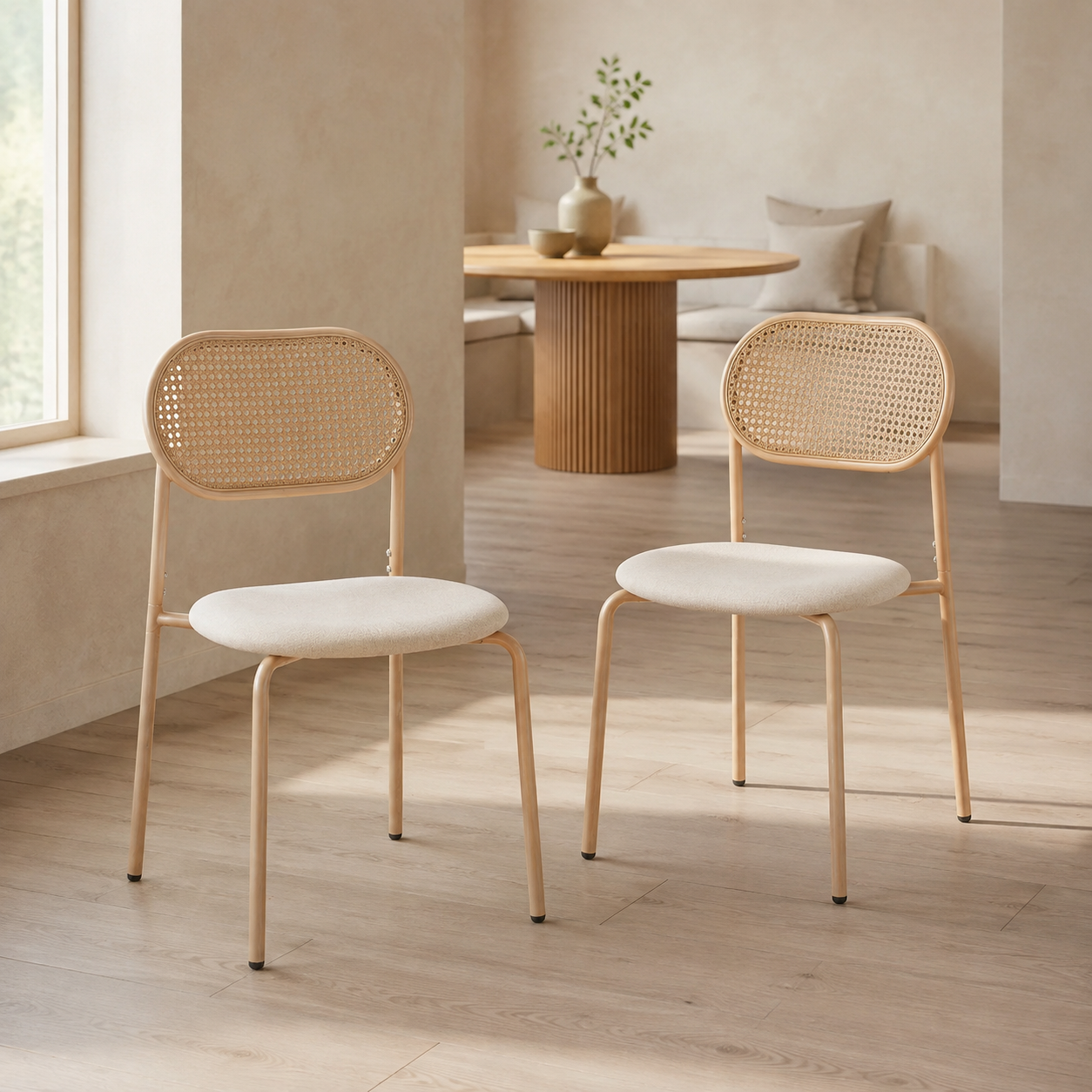 Lot de 2 chaises en osier, design vintage