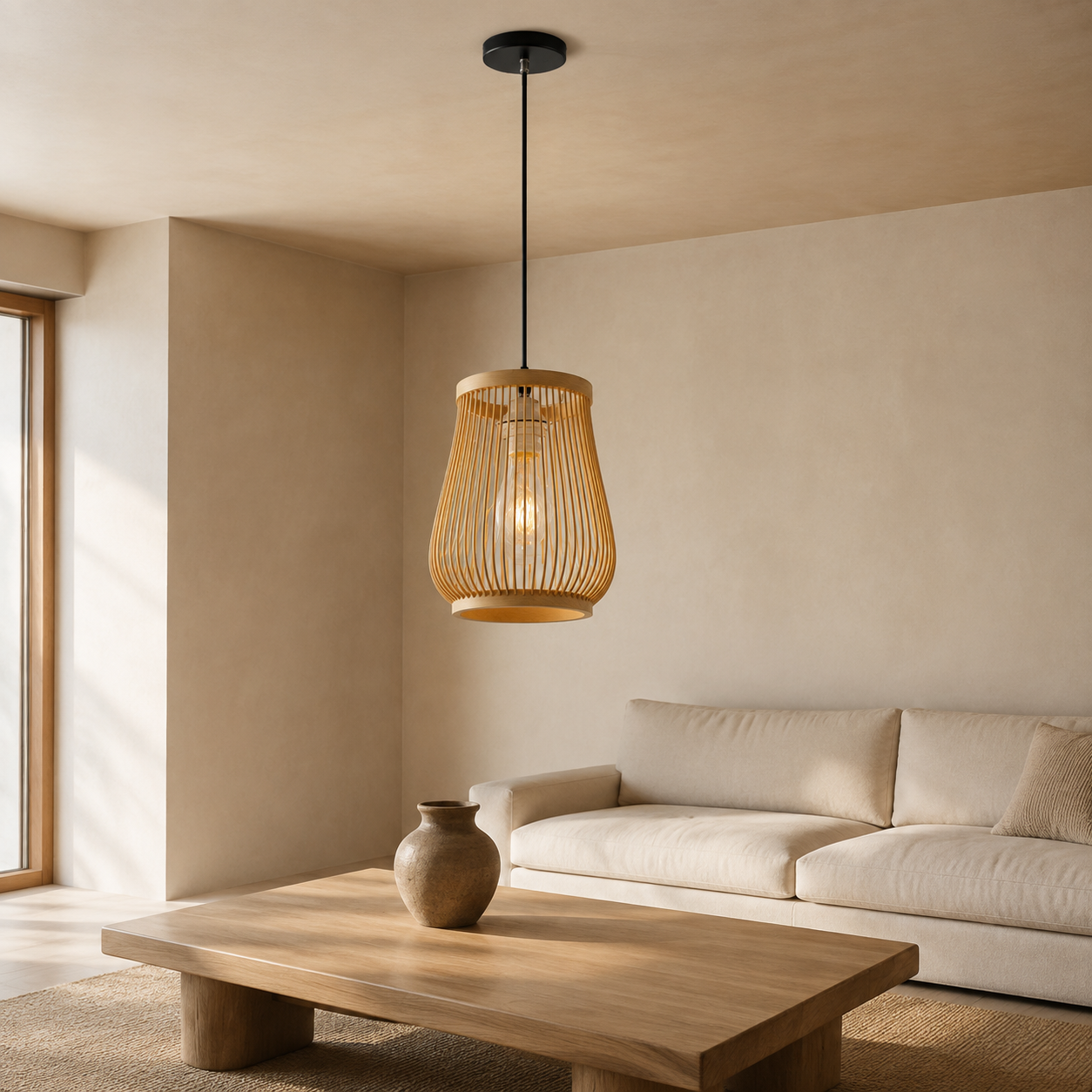 Suspension effet osier, style chinois fait main