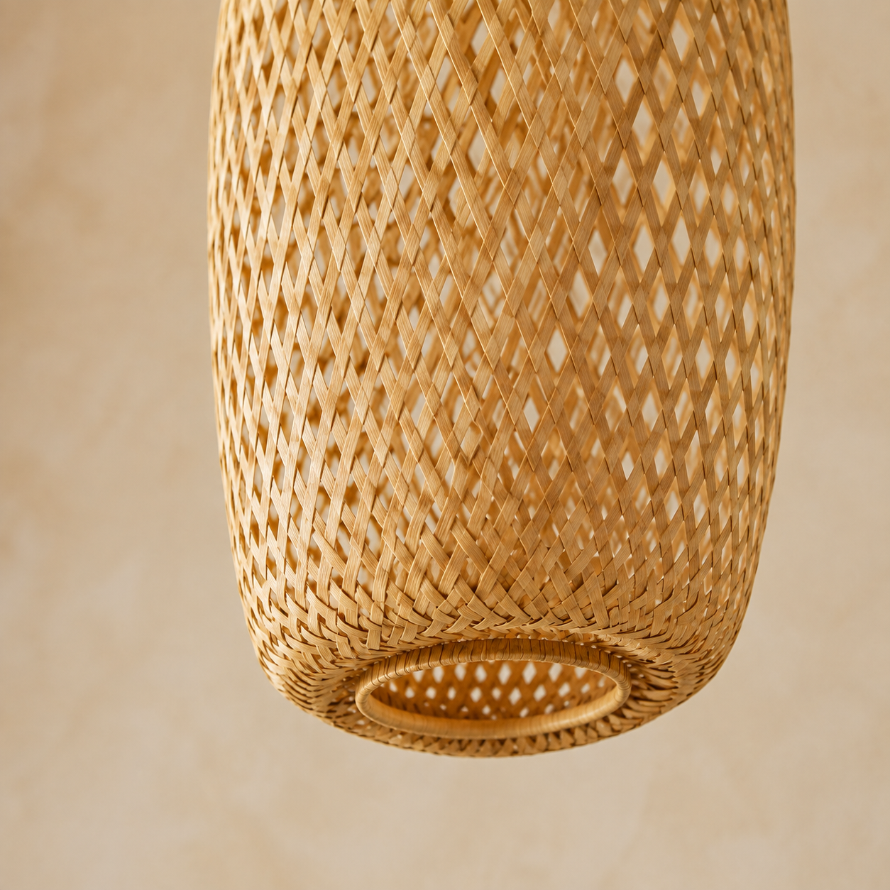 Lustre en rotin ovale