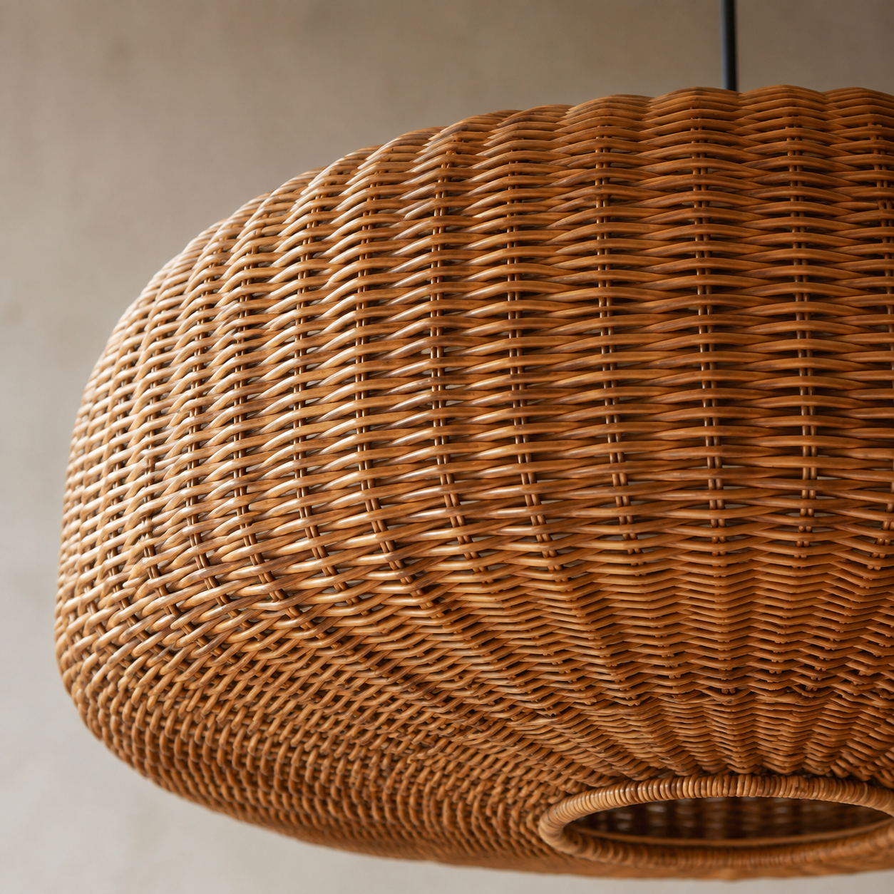 Lampe suspendue chinoise en rotin, design rétro