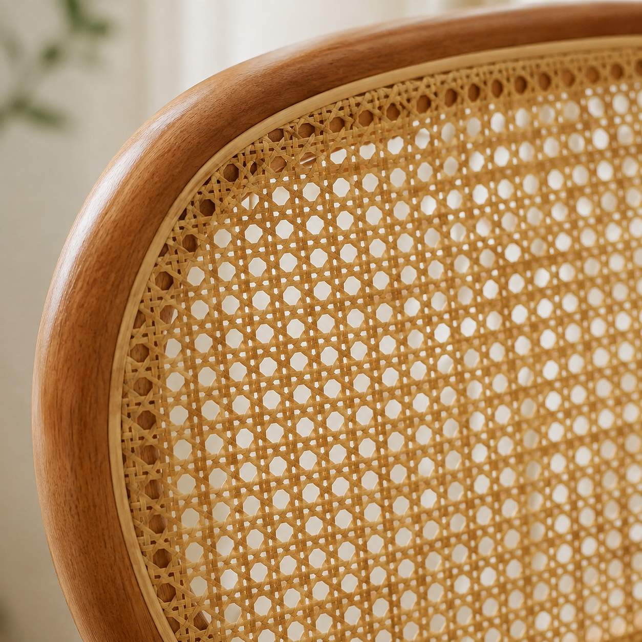 Chaise en rotin et bois marron, style moderne
