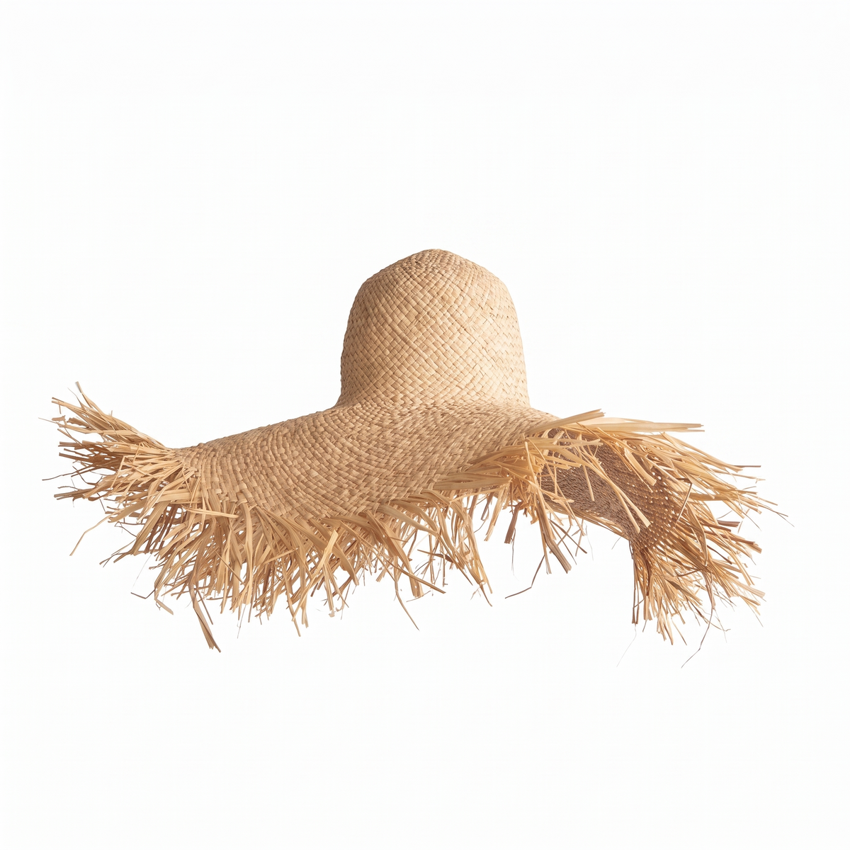 Suspension cloche en rotin et fer sur fond blanc