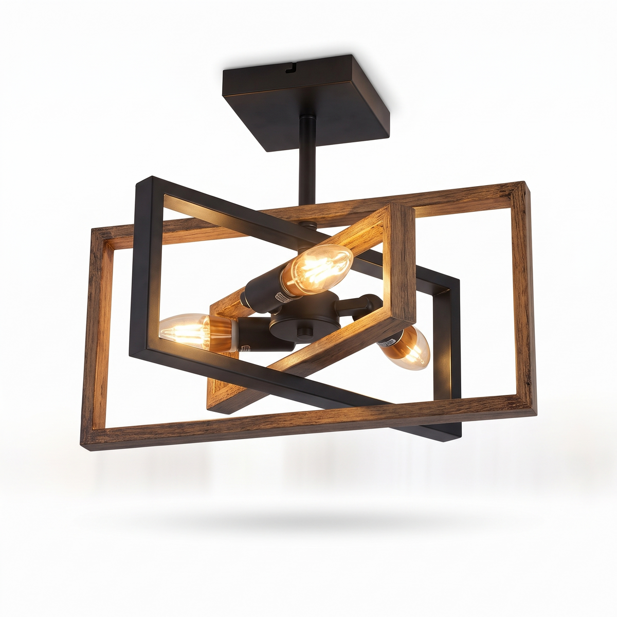 Suspension en bois sur fond blanc