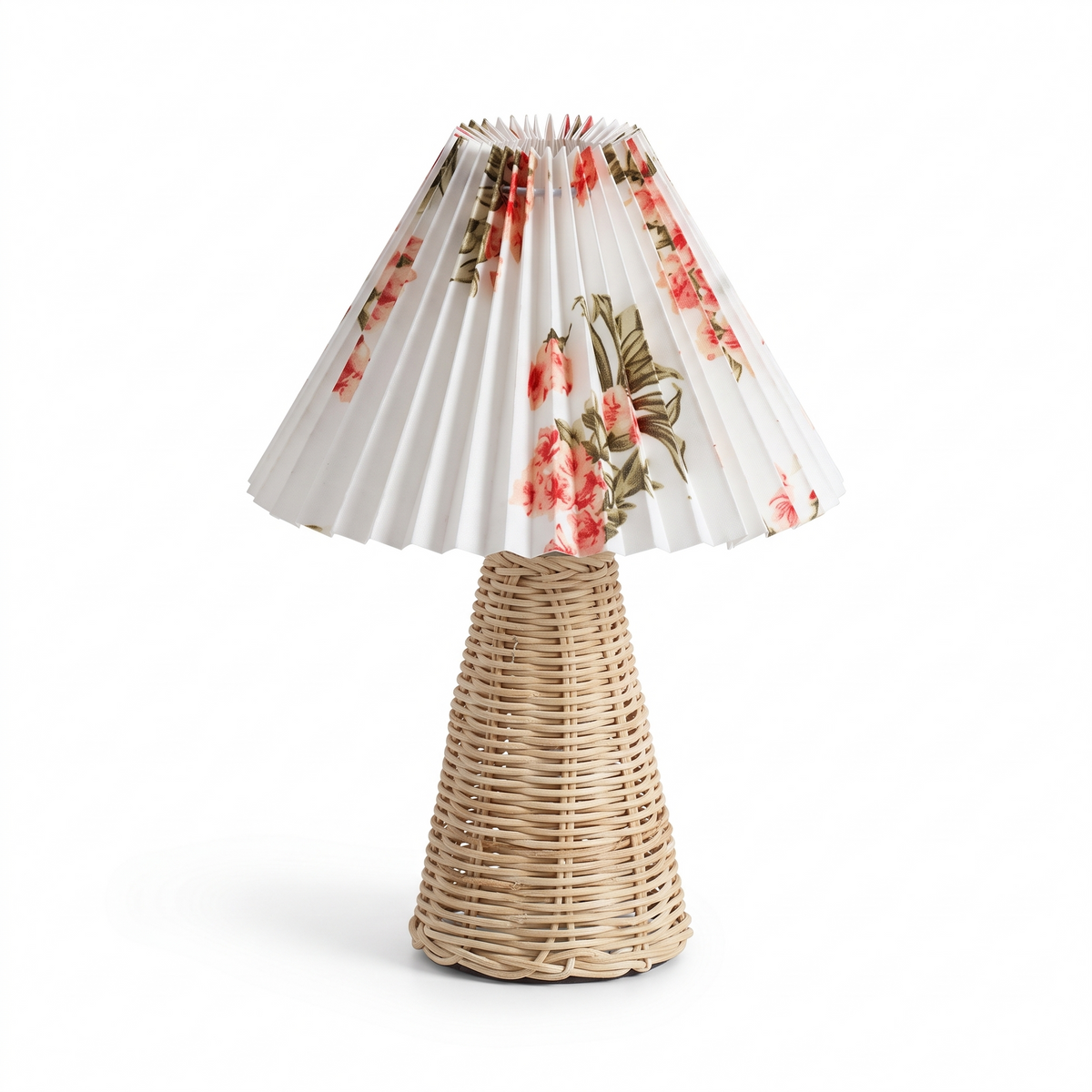 Lampe fleur en rotin sur fond blanc