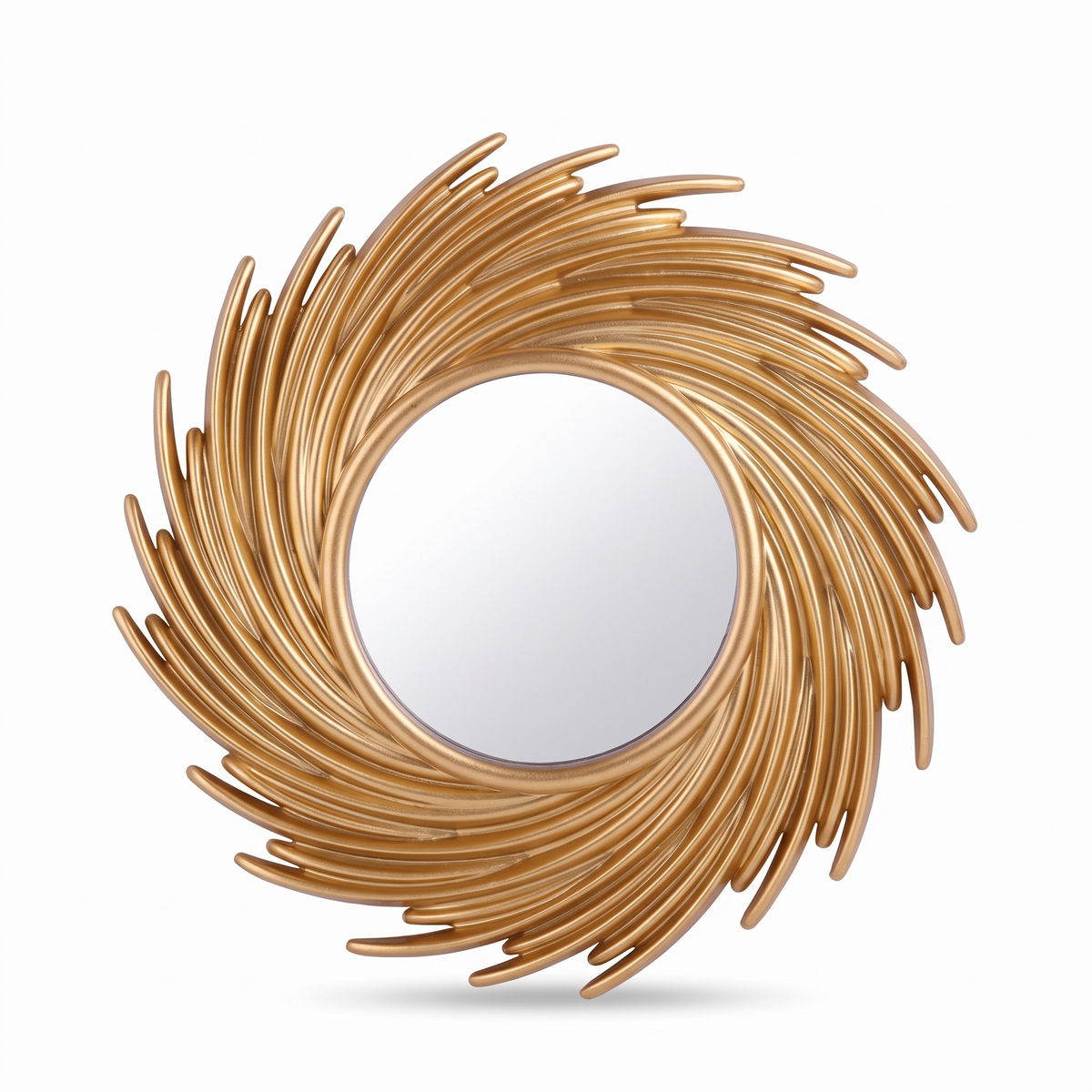 Miroir de maquillage rond en rotin sur fond blanc