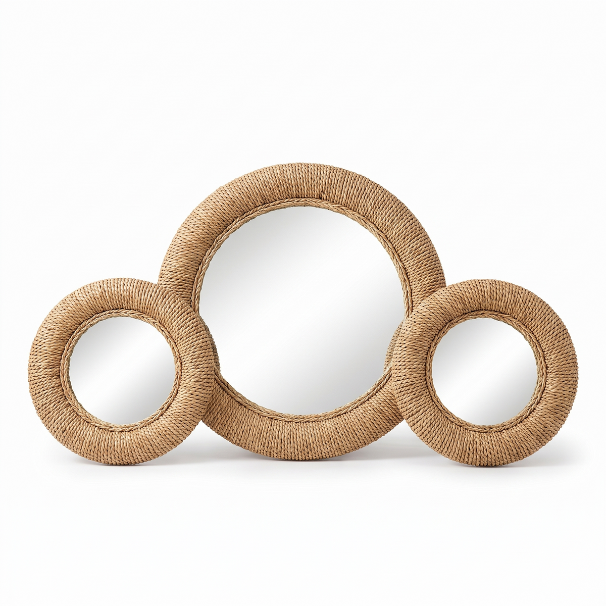 Lot de 3 miroirs ronds sur fond blanc