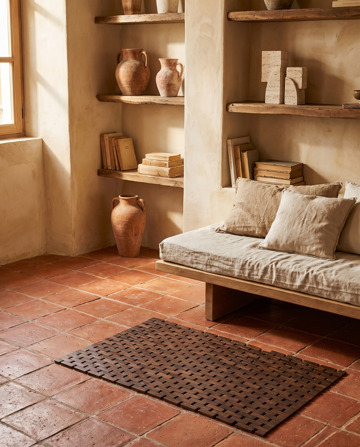 Tapis en bambou en situation dans un intérieur