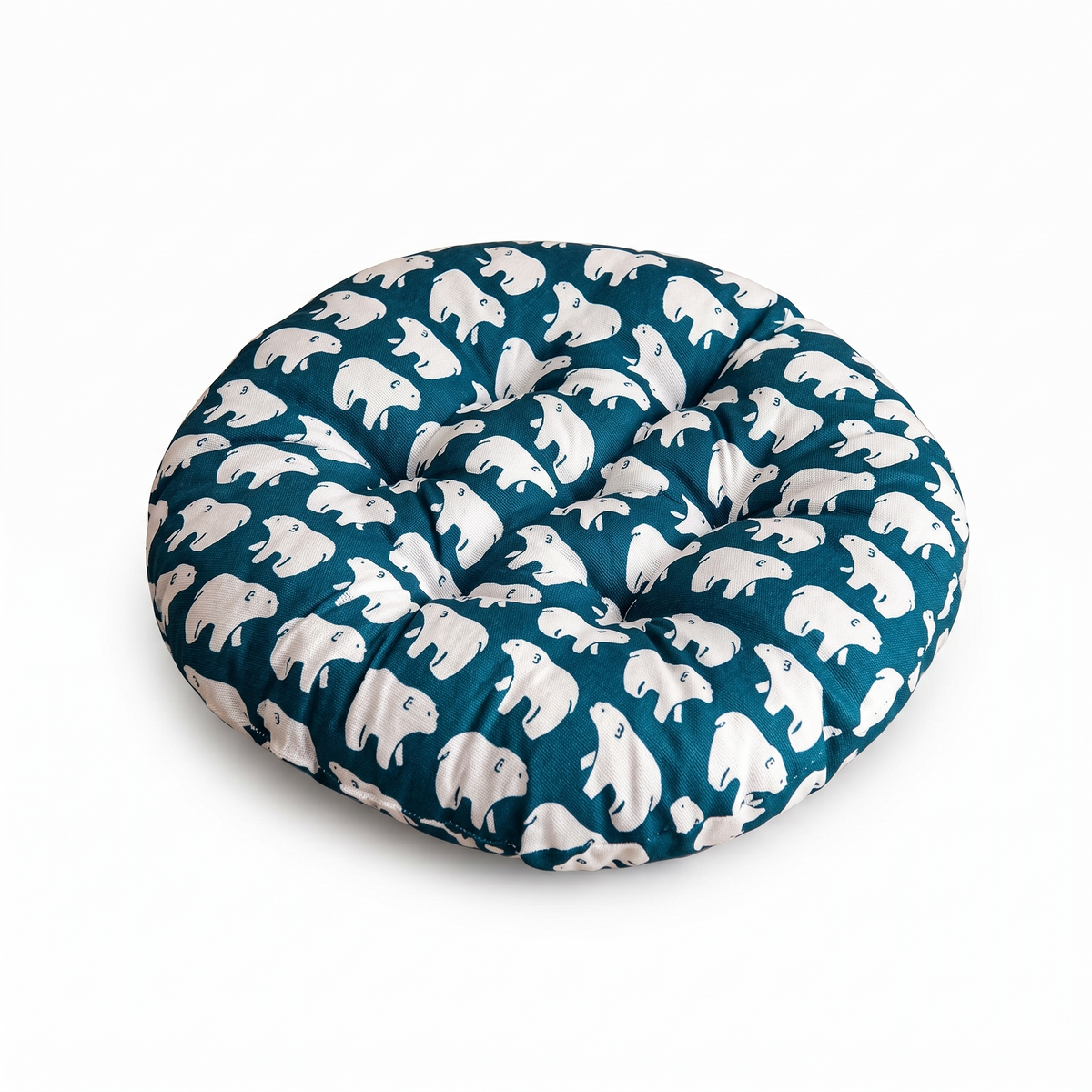 Coussin de chaise rond motif ours polaires sur fond blanc
