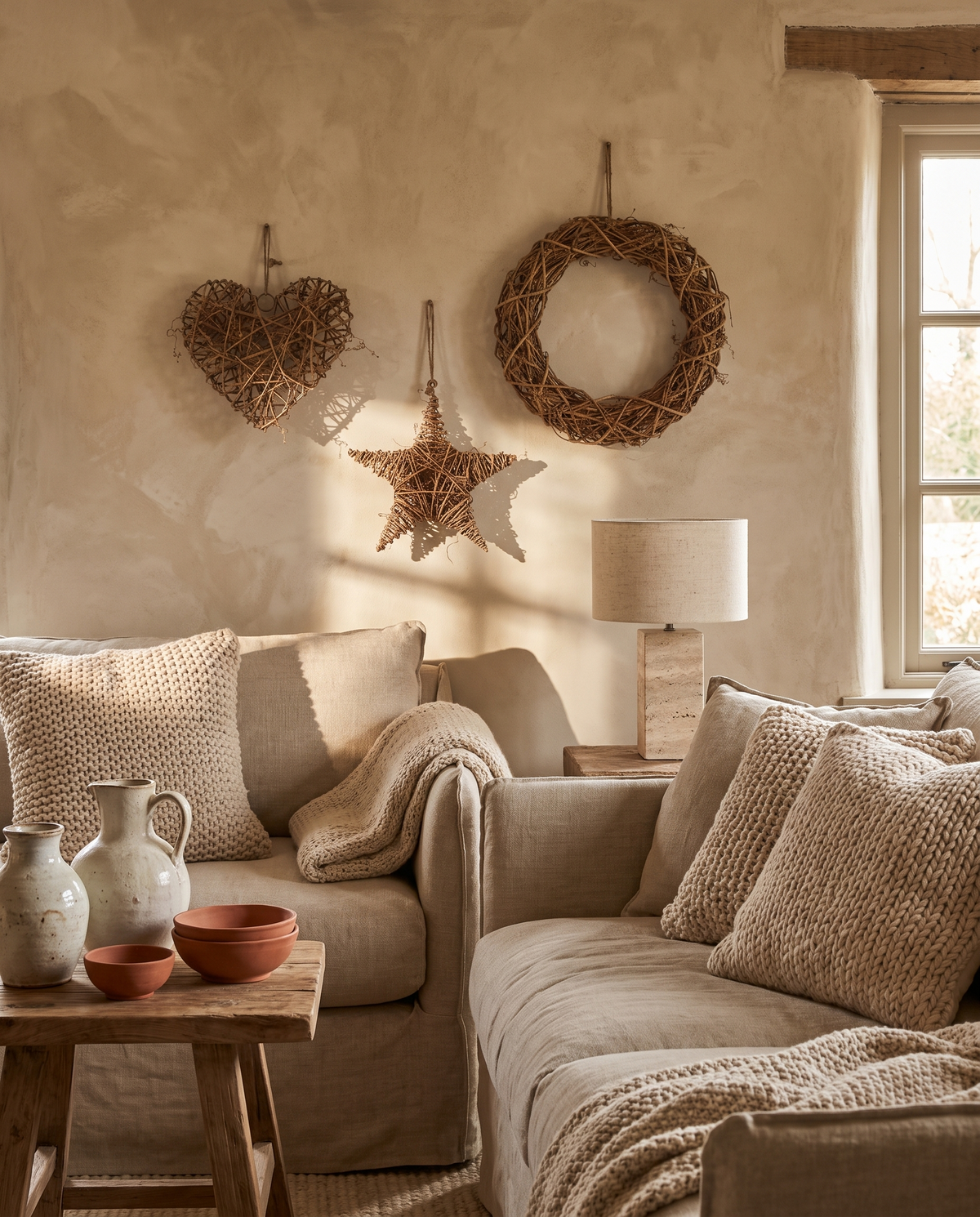 Décorations murales cœur en situation dans un intérieur