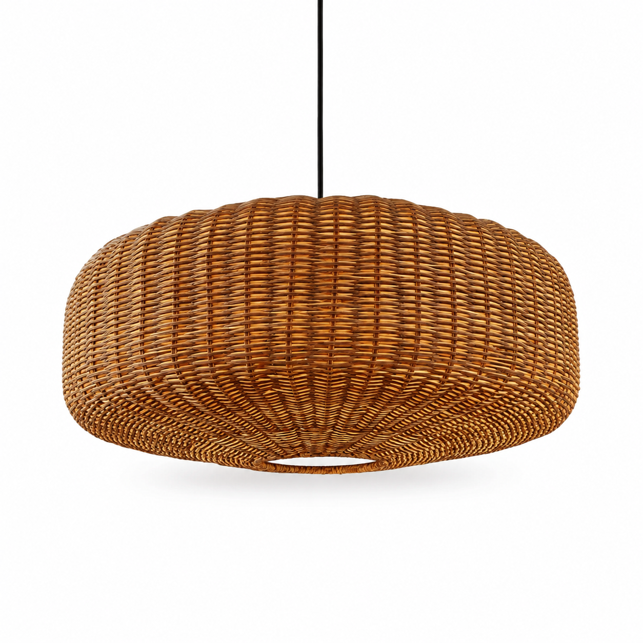 Lampe suspendue chinoise en rotin, design rétro