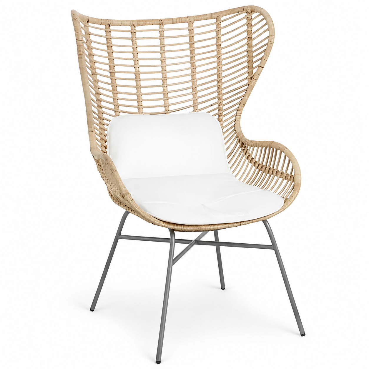 Fauteuil en rotin et métal