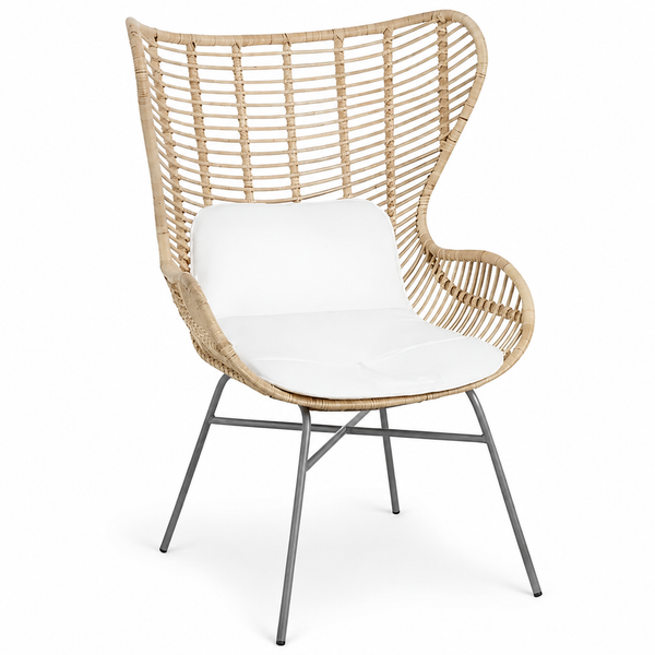 Fauteuil en rotin et métal