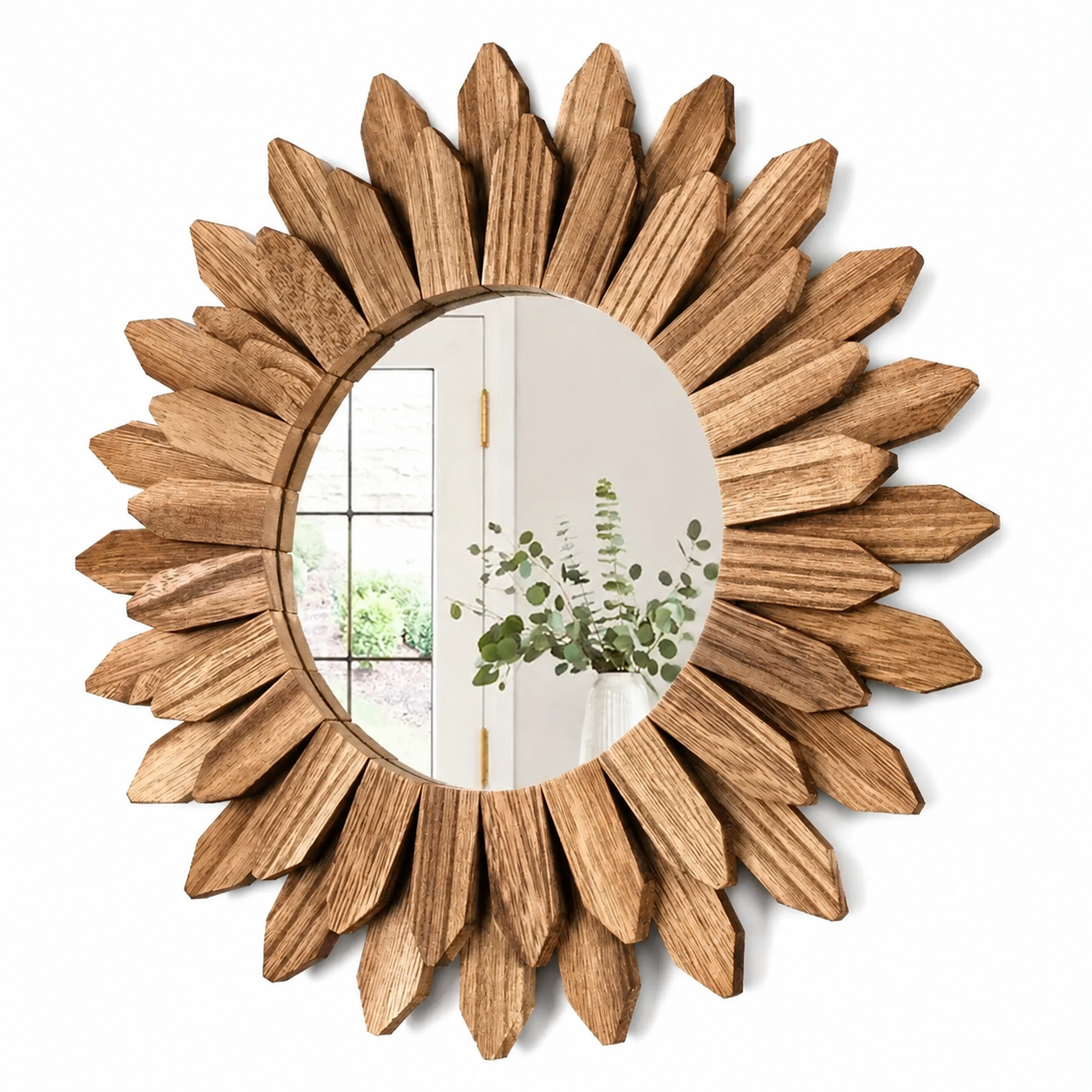 Miroir tournesol mural en bois