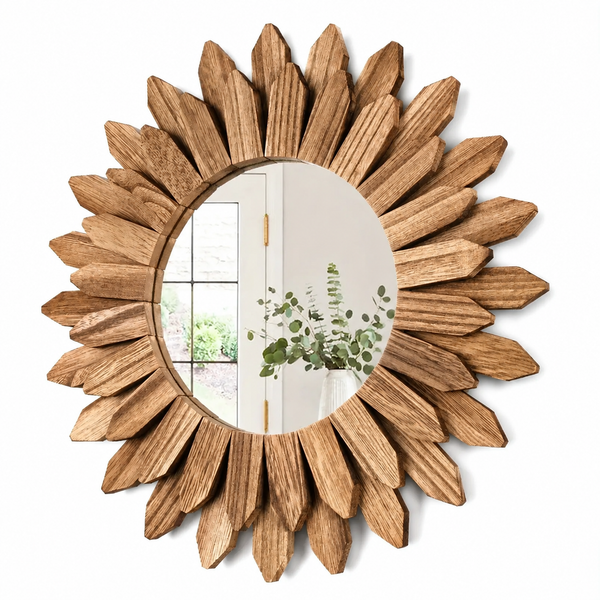 Miroir tournesol mural en bois