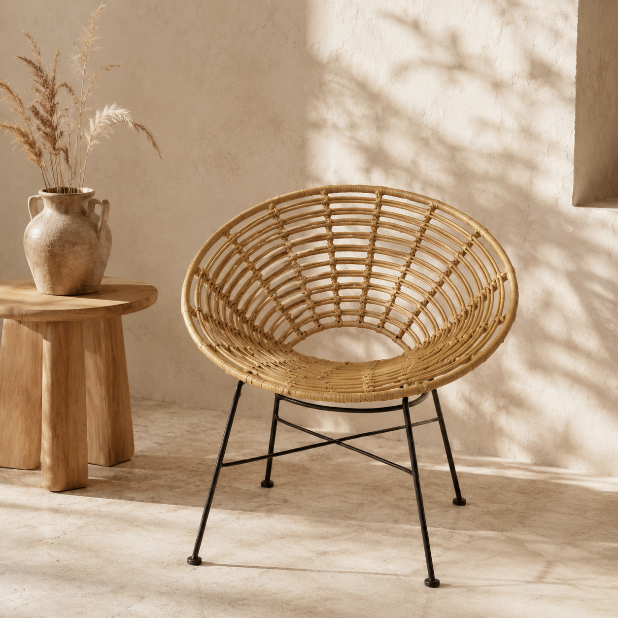 Fauteuil paon en rotin