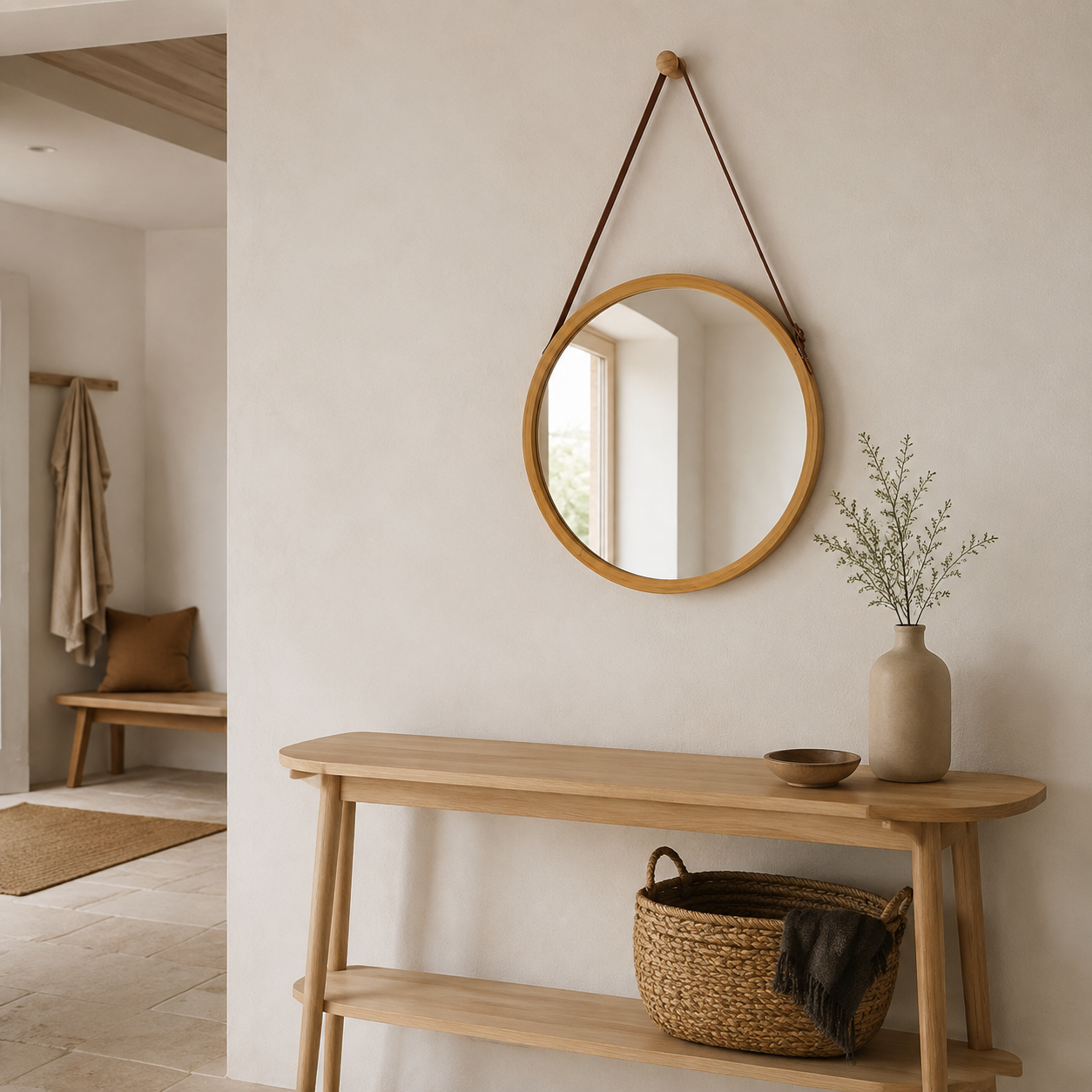 Miroir rond moderne, forme goutte d'eau