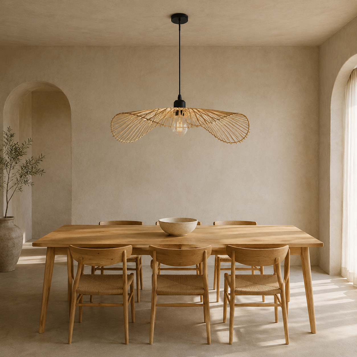 Plafonnier de style balinais en rotin