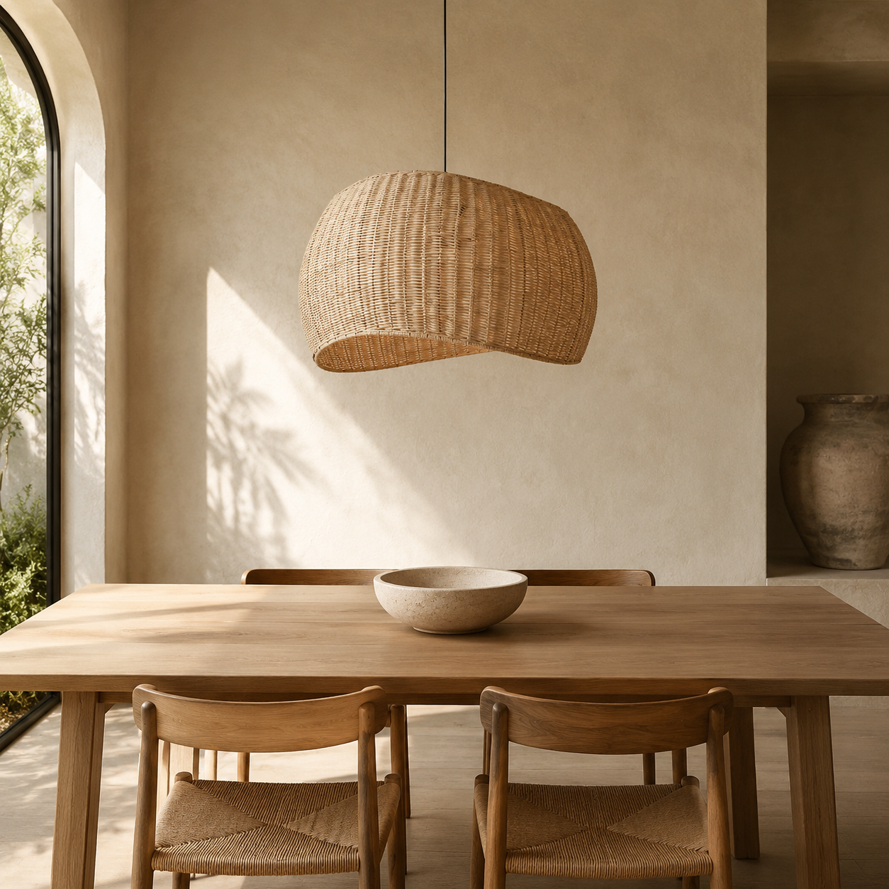 Suspension en rotin nuage