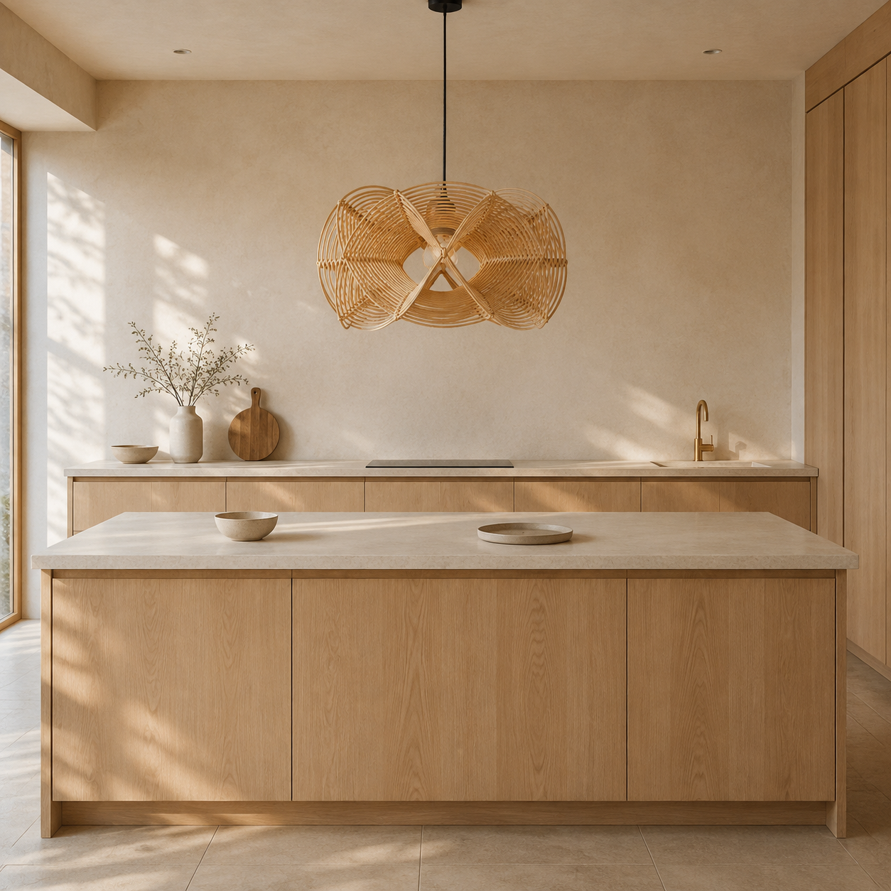Suspension en rotin tendance