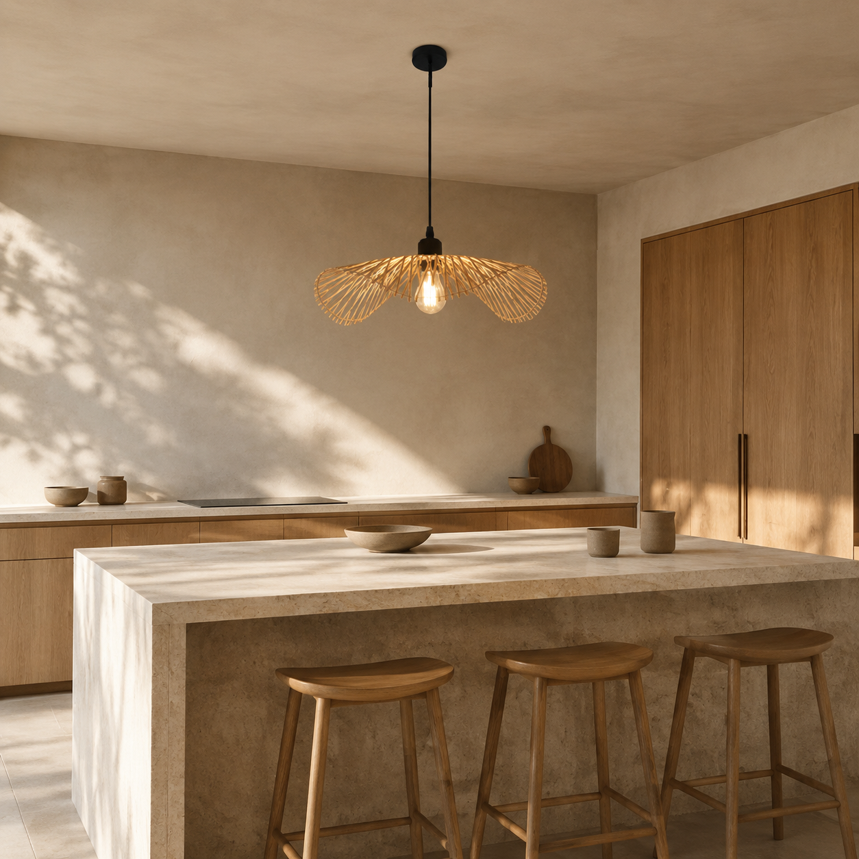 Plafonnier de style balinais en rotin