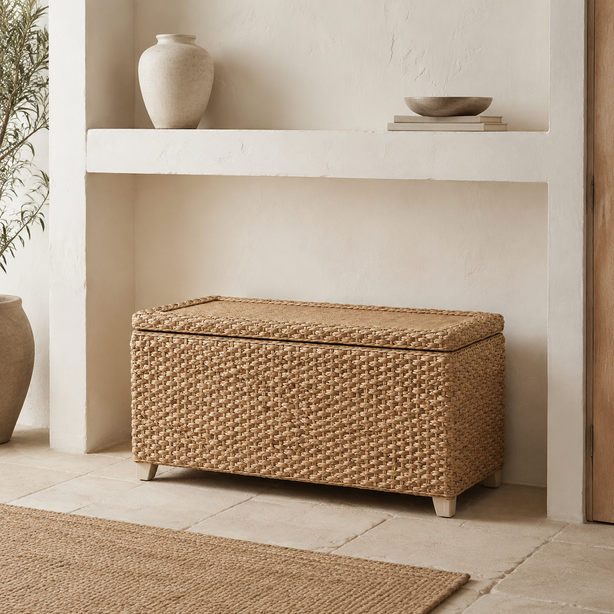 Banc coffre en rotin