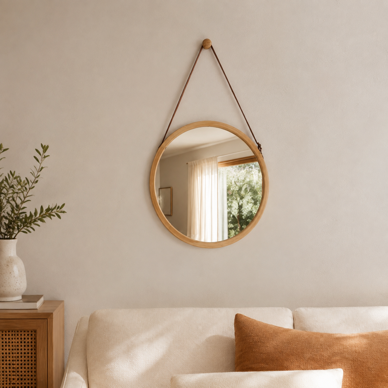 Miroir rond moderne, forme goutte d'eau