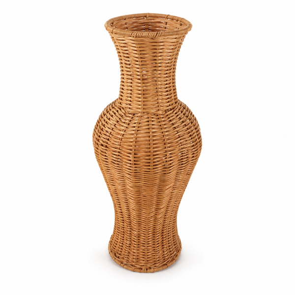 Vase en rotin galbé, style amphore