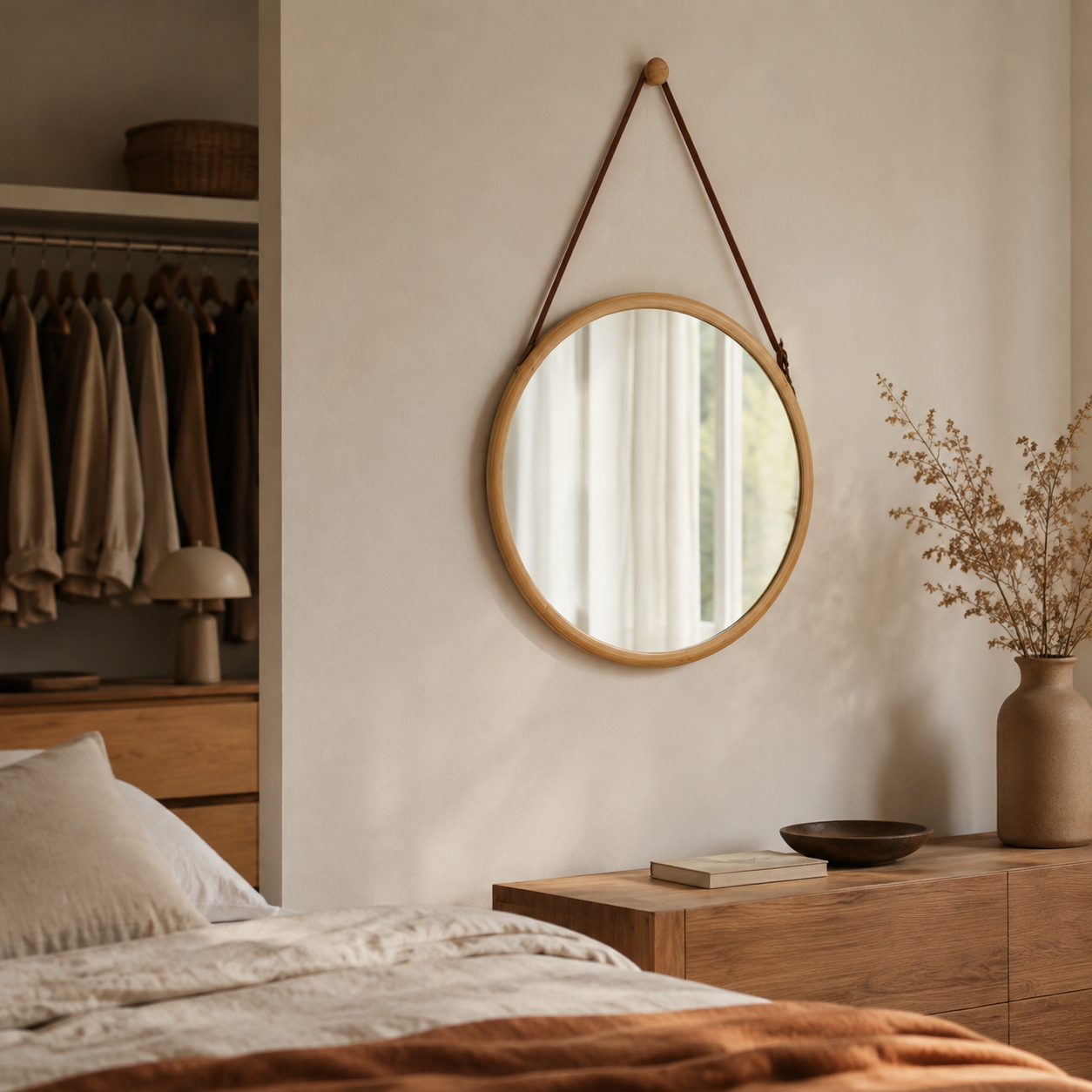 Miroir rond moderne, forme goutte d'eau