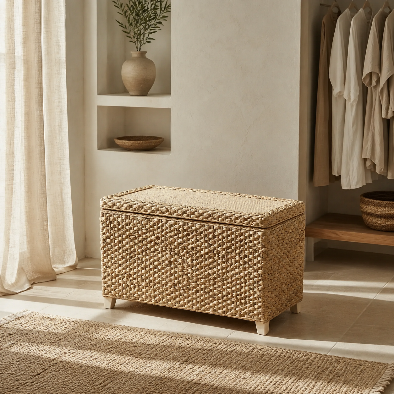 Banc coffre en rotin