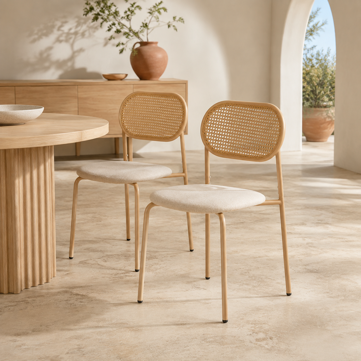 Lot de 2 chaises en osier, design vintage