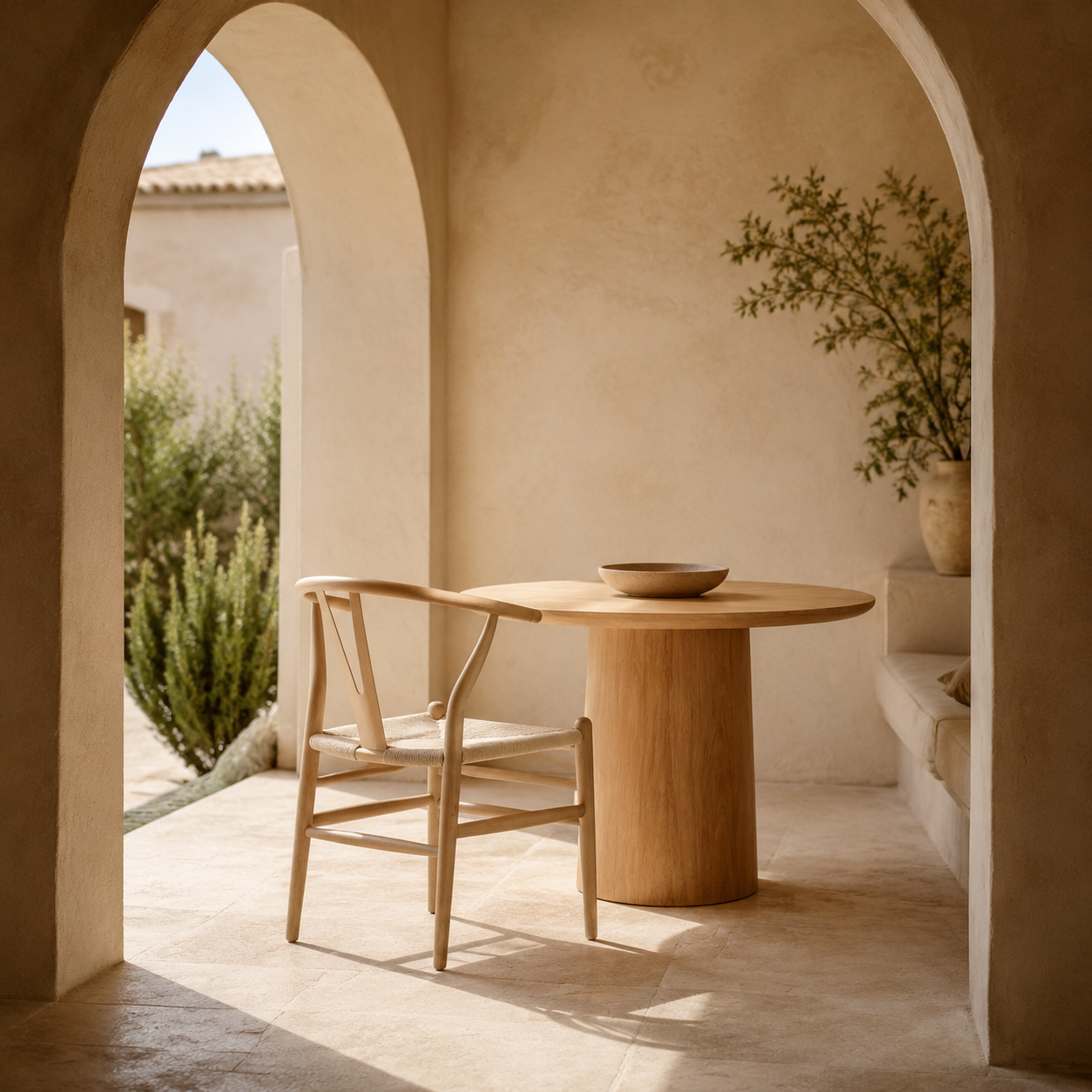 Chaise effet osier en bois massif, style nordique
