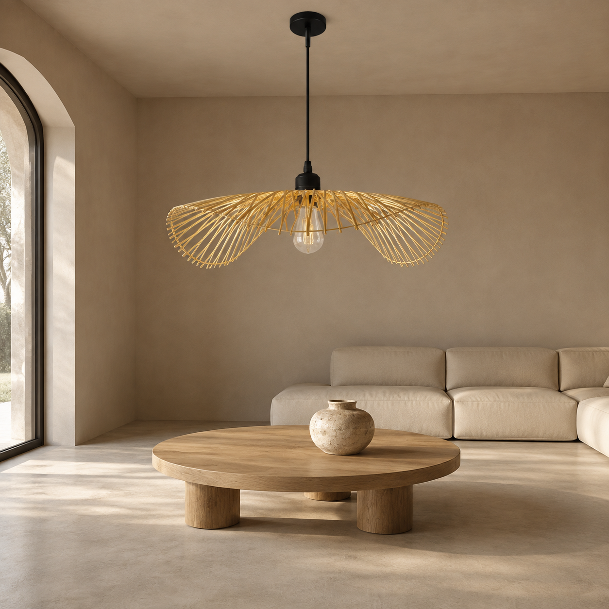 Plafonnier de style balinais en rotin