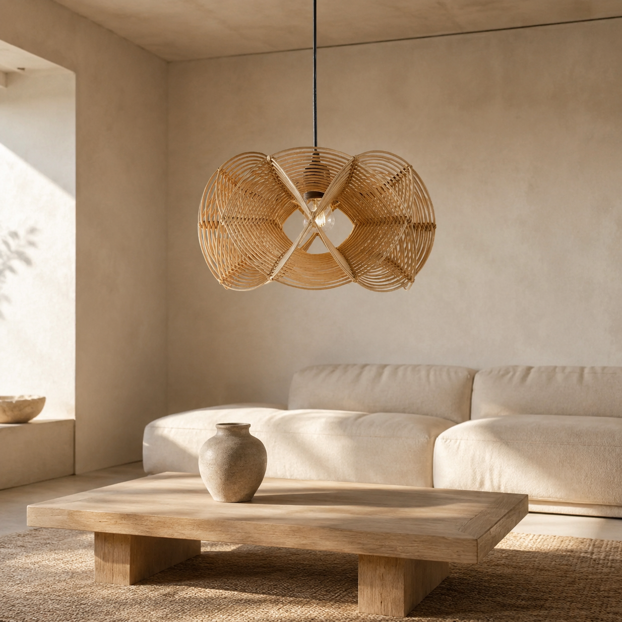 Suspension en rotin tendance