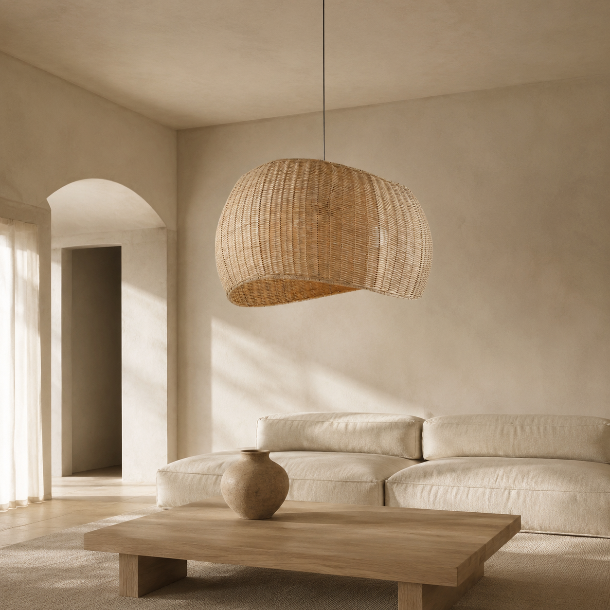 Suspension en rotin nuage