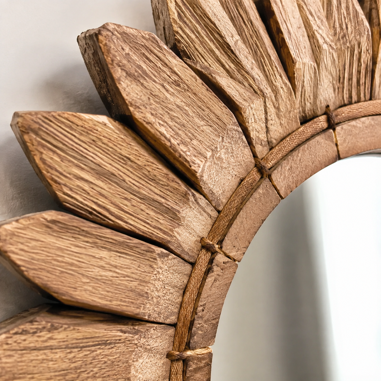 Miroir tournesol mural en bois