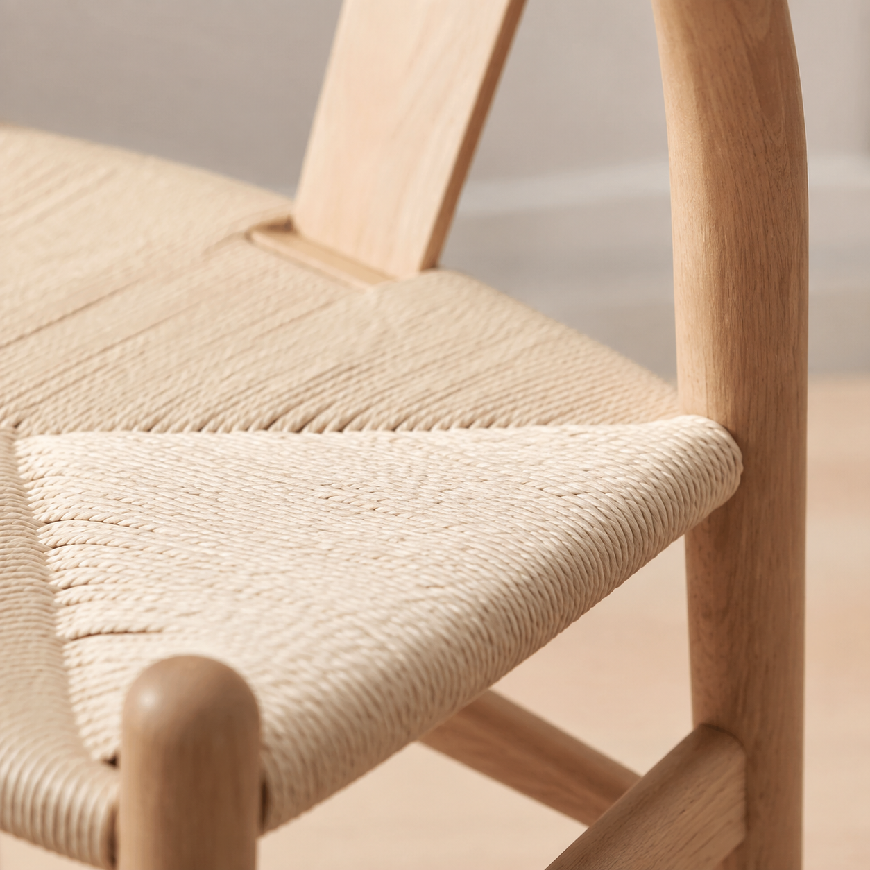 Chaise effet osier en bois massif, style nordique