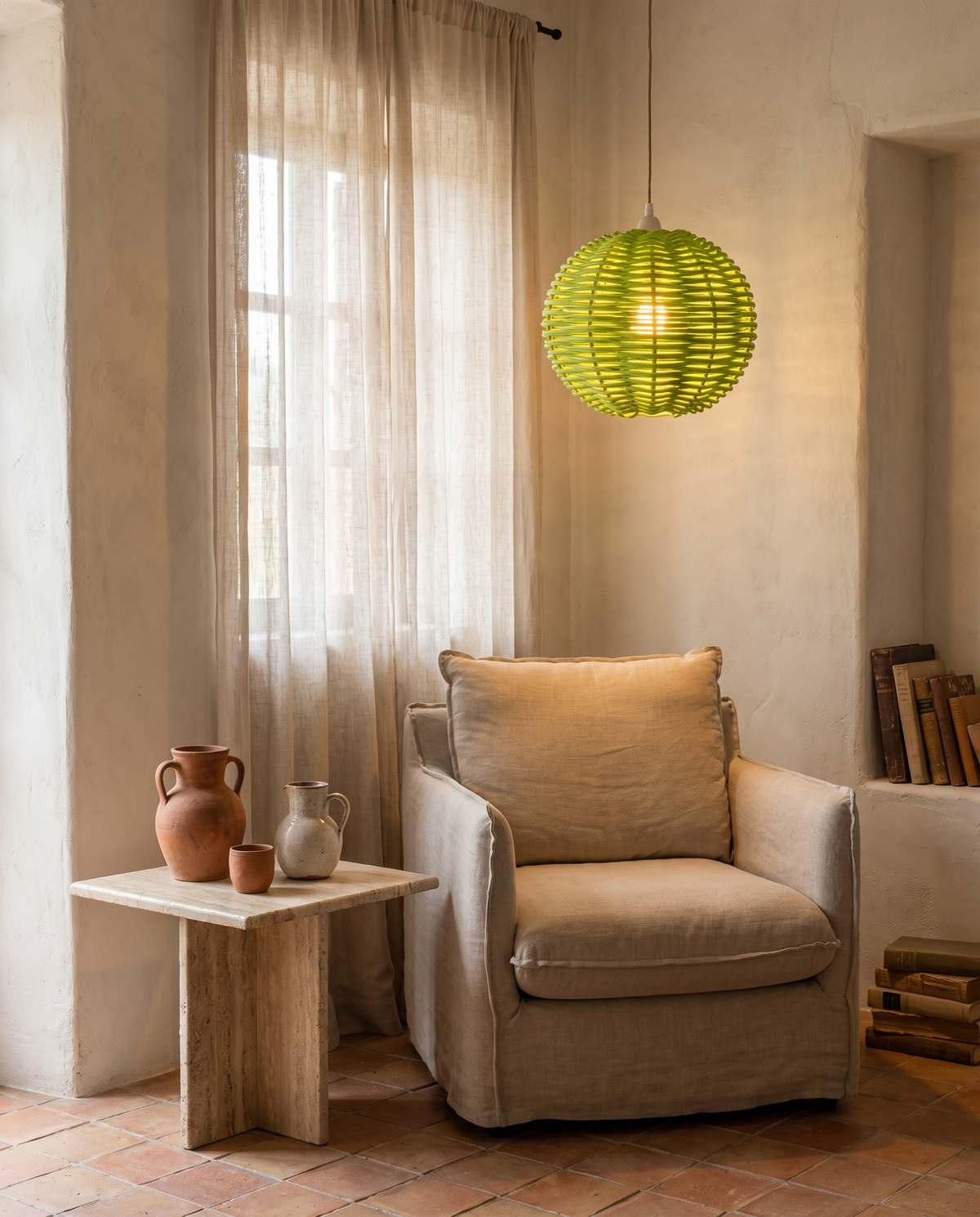 Lot de 2 mini abat-jour tressés à clipser en situation dans un intérieur