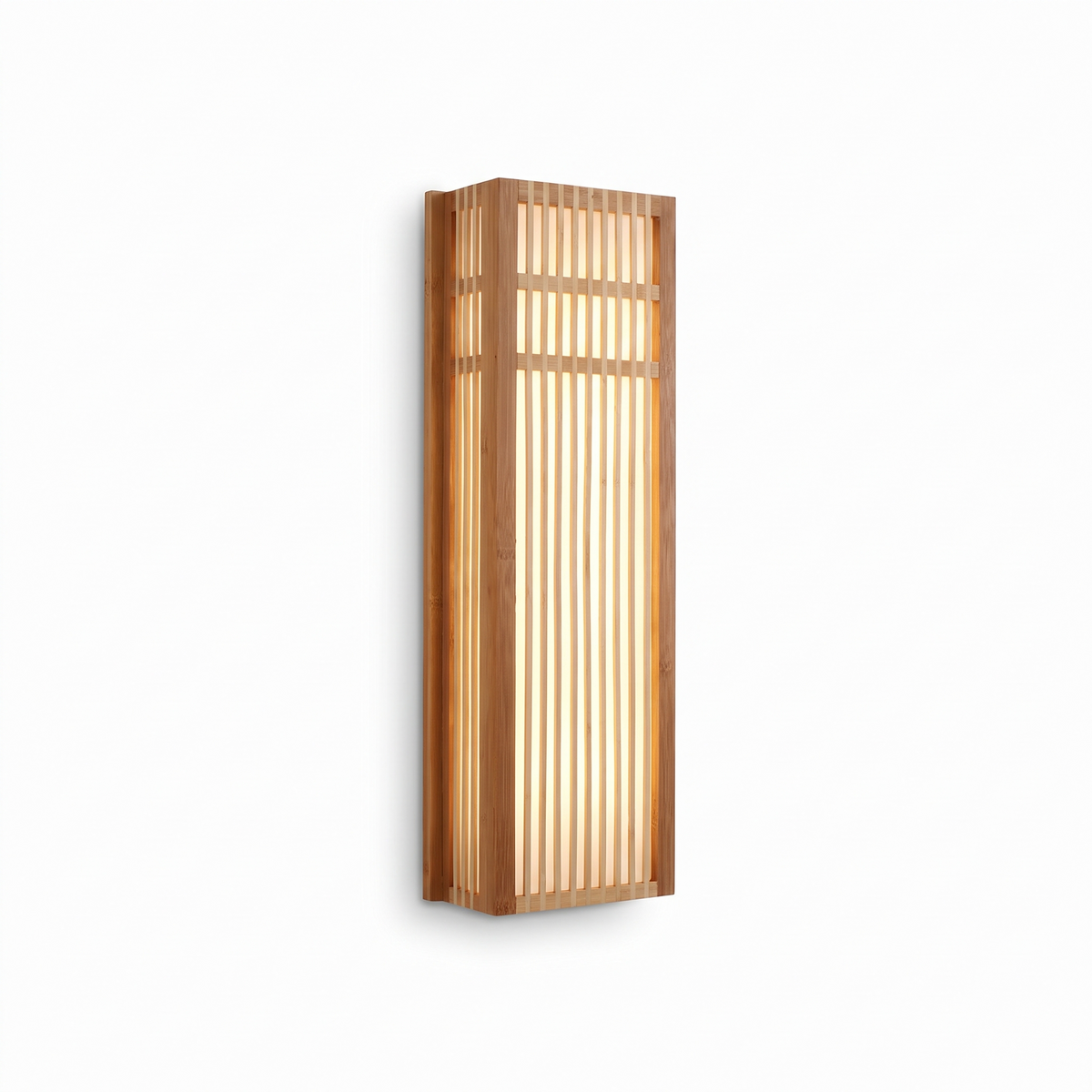 Applique rectangle en rotin sur fond blanc