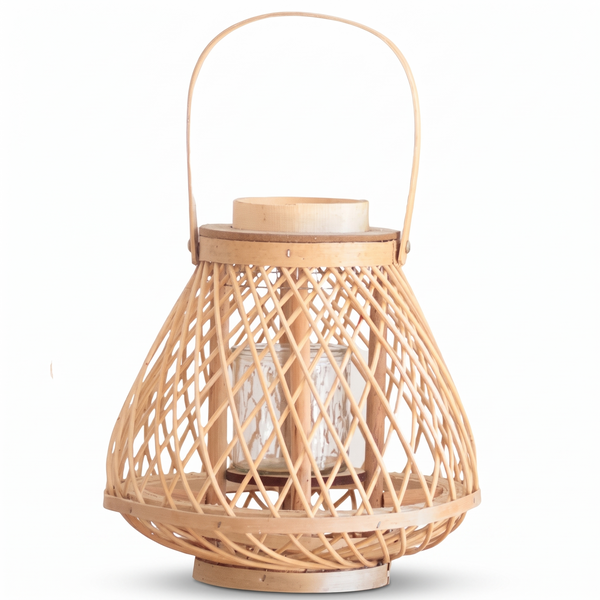 Lanterne en rotin et bambou, 25 × 38 cm