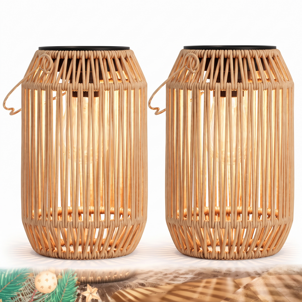 Lampes solaires d'extérieur imitation rotin, lot de 1 à 4