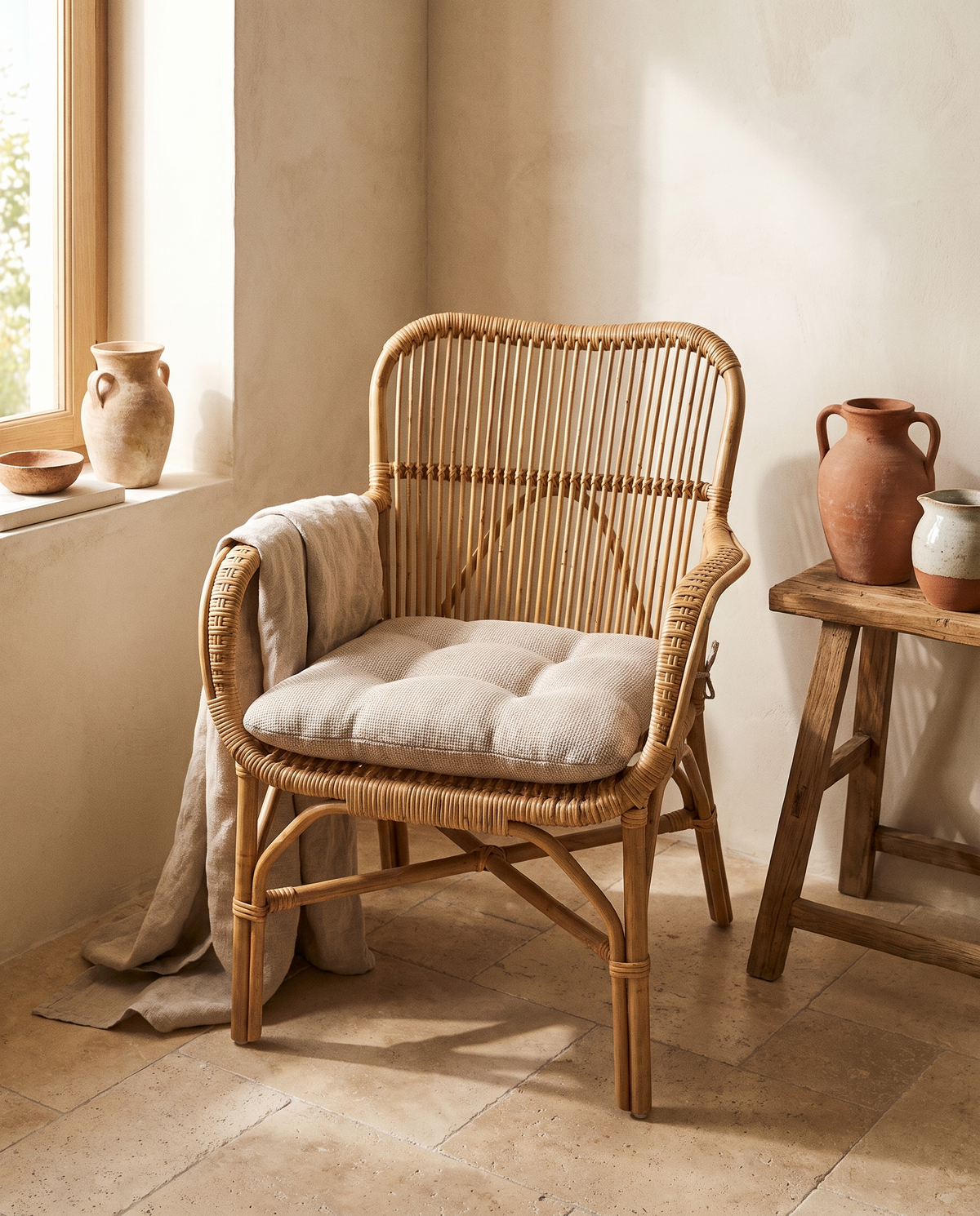 Coussin de chaise style nordique en situation dans un intérieur