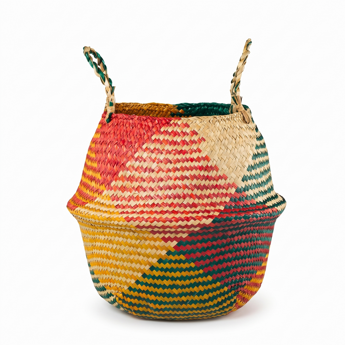 Panier de rangement pliable coloré sur fond blanc